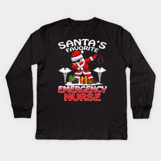 Santas Favorite Emergency Nurse Christmas T Shirt Kids Long Sleeve T-Shirt